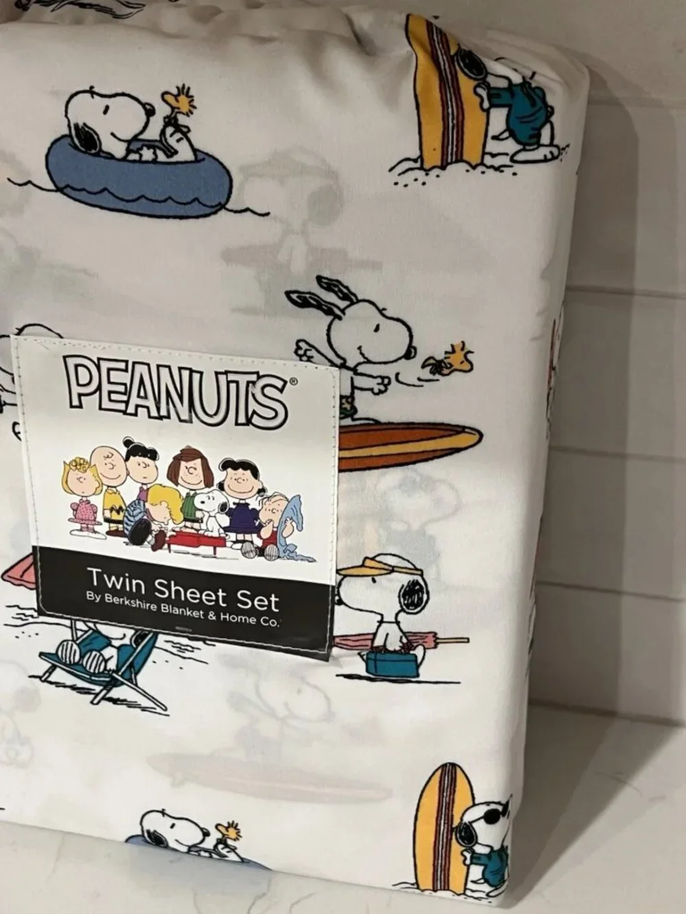 Berkshire PEANUTS Snoopy White Beach Surf Surfboard Twin Sheet Set 3pc Summer